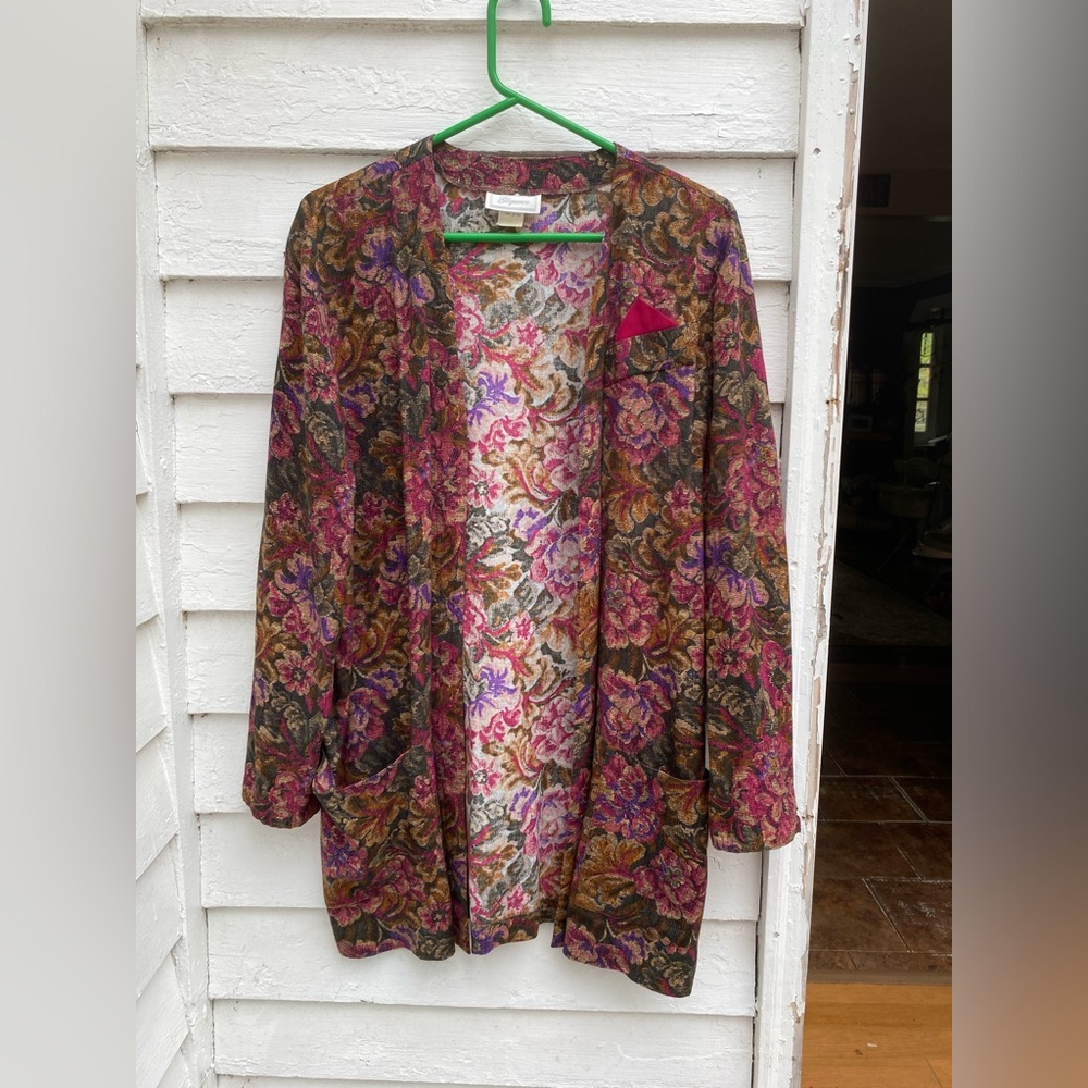 Eloquence Floral Blazer with Rich Hues Long sleeve Cover Up